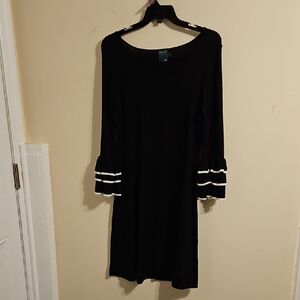 Gabby Skye Black Boatneck Sweater Midi Dress. In EUC